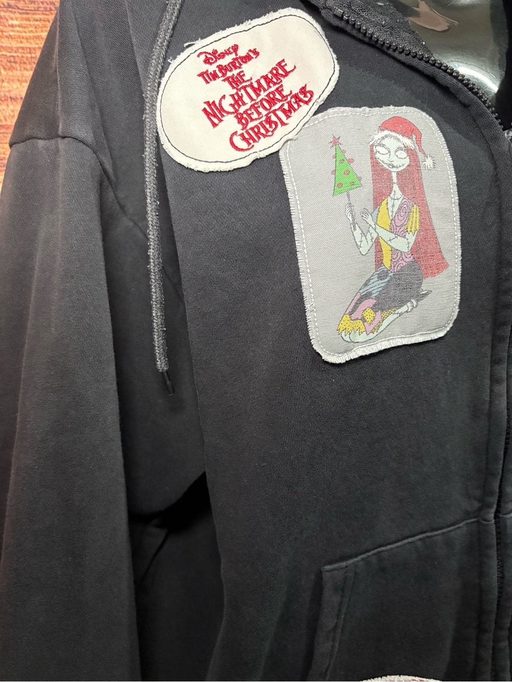 Disney Black Nightmare Before Christmas Patch Zip-Up Hoodie - Picture 2 of 8
